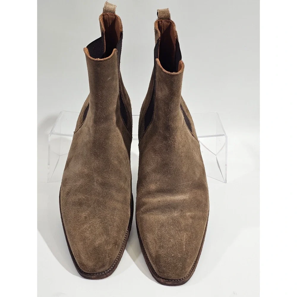 Oro Chelsea Boots Men 13 Brown Suede Leather Lined Pull On Almond Toe Ankle Boot